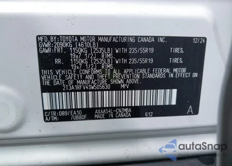 2025 Toyota Rav4 Xle Premium z USA, uszkodzony, nr VIN 2T3A1RFV4SW505630